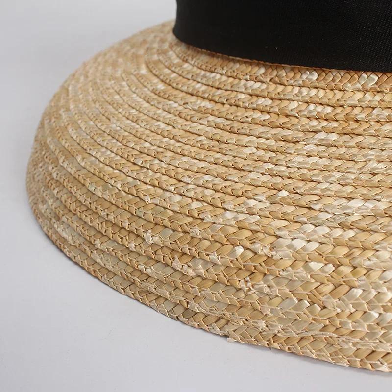 Nouveau Chapeau de Paille Mode Dames Printemps Été Français Élégant Rétro Cloche Grand Bord Chapeau Polyvalent Chapeau de Soleil Plage Nœud Soleil