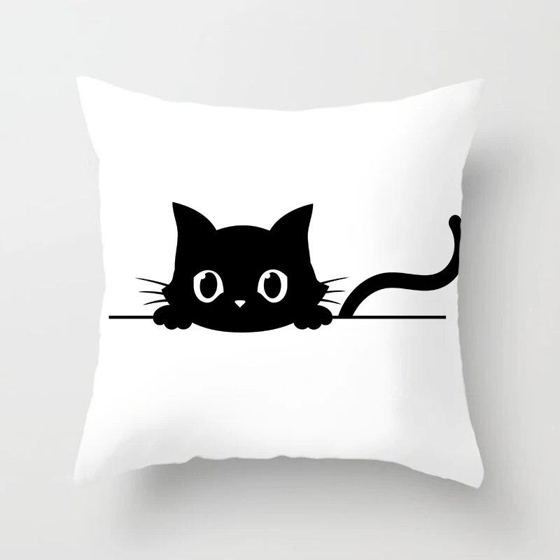 Skull Cat Black  Home Decor Cushion Cover Naughty  Sofa Car Decoration 45x45cm Pillowcase Square Polyester