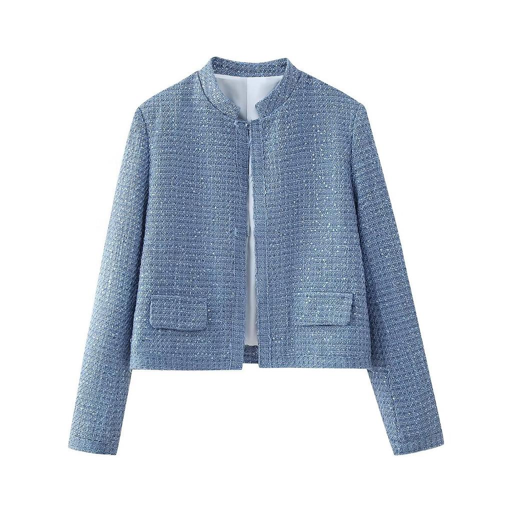 Autumn Sequins Golden Loose Jacket for Women Sparkle Long Sleeve Casual Bomber Jacket with Pockets Female Fashion Coats