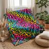 Colorful Leopard Print Blanket Personalized Name Flannel Blanket Soft Cozy Plush Throw for Sofa Bed Lightweight Home Decor