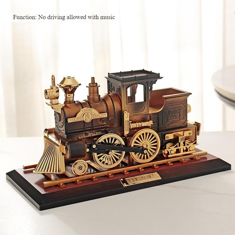 1pc Vintage Nostalgic Train Music Box, Creative Train Head Ornament, Birthday Gift, For Home Room Living Room Office Decor