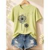 Women's Fashionable Casual Short-Sleeve T-Shirt with Cartoon Dandelion