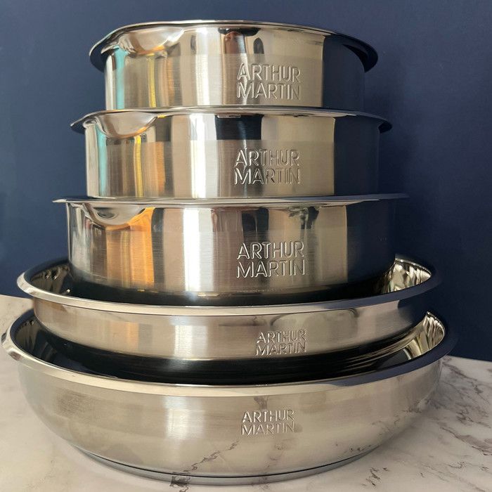 Batterie de cuisine - SHOP-STORY - AM5535 - 15 pièces - Acier inoxydable - Intérieur miroir