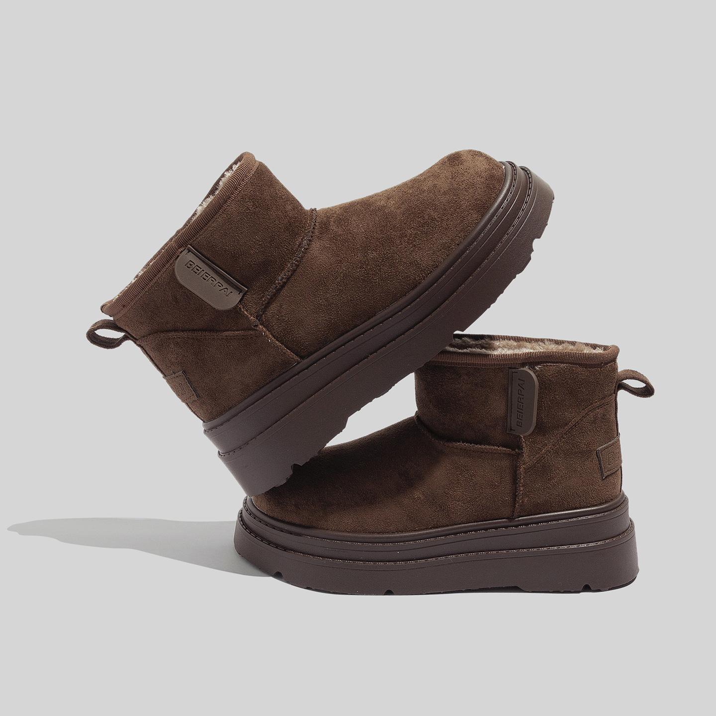 Belle solid color velvet thick-soled snow boots 22 new winter round head thickened warm cotton shoes 36