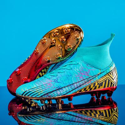 Large Size Gold-plated High-top Football Shoes Spikes Men's and Women's Student Football Shoes Non-slip Breathable Football Shoes