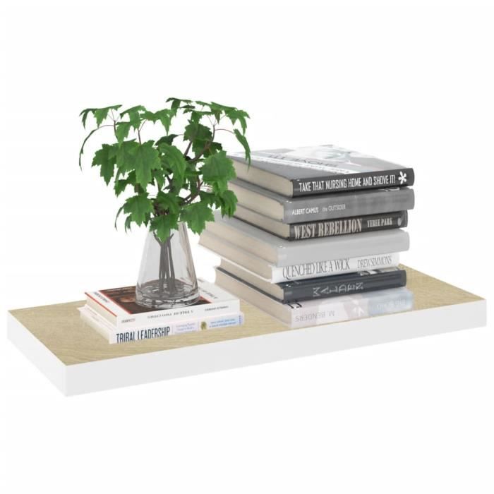 VidaXL Floating Shelves 2 Pcs Oak and White 60x23.5x3.8 Cm MDF