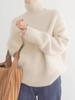 Women's Coffee High-Neck Knit Pullover: European-Style Loose Sweater for Autumn/Winter