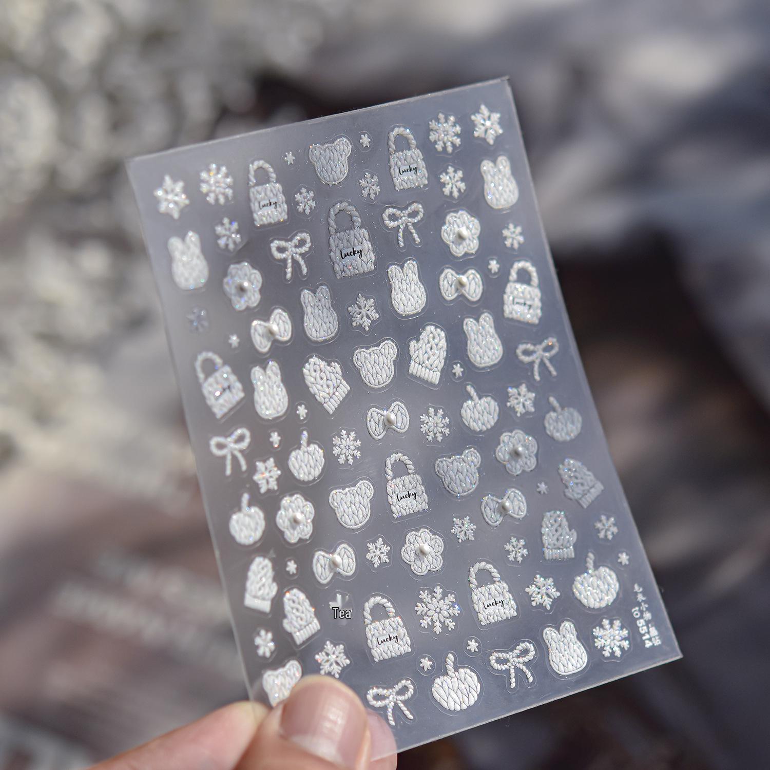 Tomoni Crystal Diamond Nail Stickers - Winter Solid Color Nail Art & Sweater Accessories
