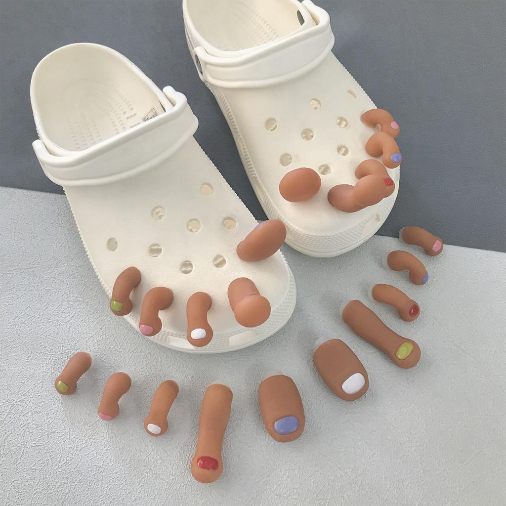 10pcs 3D Funny Toe Shoe Charms for Clogs, Detachable Creative DIY Rubber Shoe Decorations, Novelty Croc Accessories