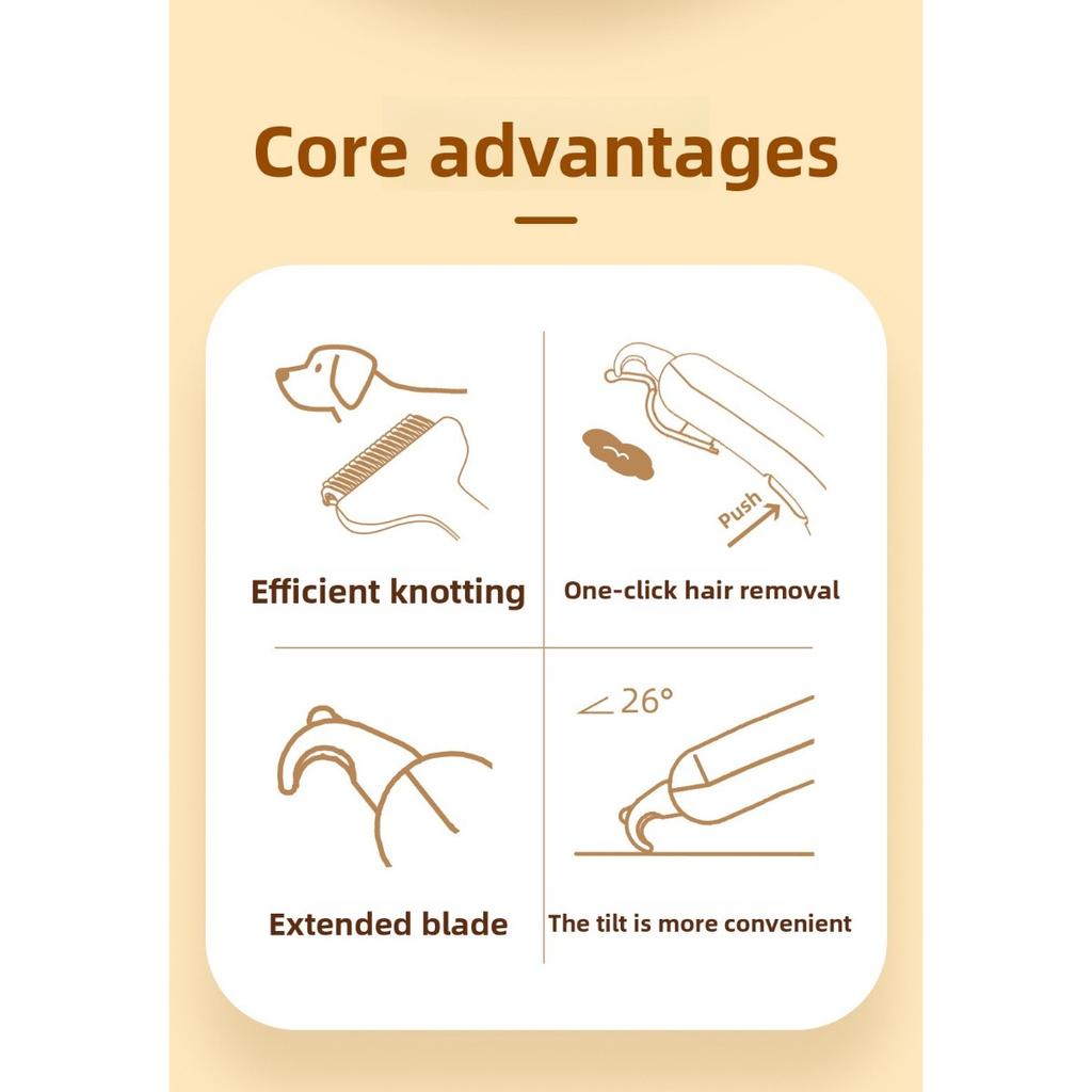 Pente de Nó para Animais de Estimação, Pente para Gatos, Pente para Pelos Soltos, Remoção de Pelos de Beleza, Pente para Animais de Estimação, Pente de Remoção de Pelos Soltos com Um Clique