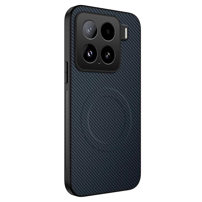Anti-Drop Carbon Fiber Silicone Soft Phone Case For XiaoMi 15 Ultra 14T Pro Protect Magnetic Wireless Charging Back Cover Cases