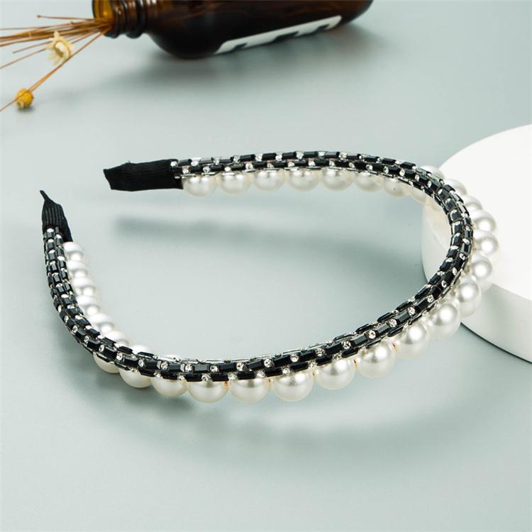 Pearl Women Girls Double Layer Hair Accessories Pearl Headband Hair Hoop Luxulry Hairband Girls Accessories чёрный