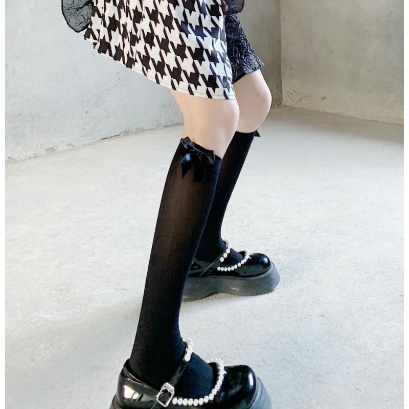 Good-lookingjkCalf sockslolitaGirly Girl Sweet Lace Mid-Calf Length Socks Summer Thin Bow Lolita Women
