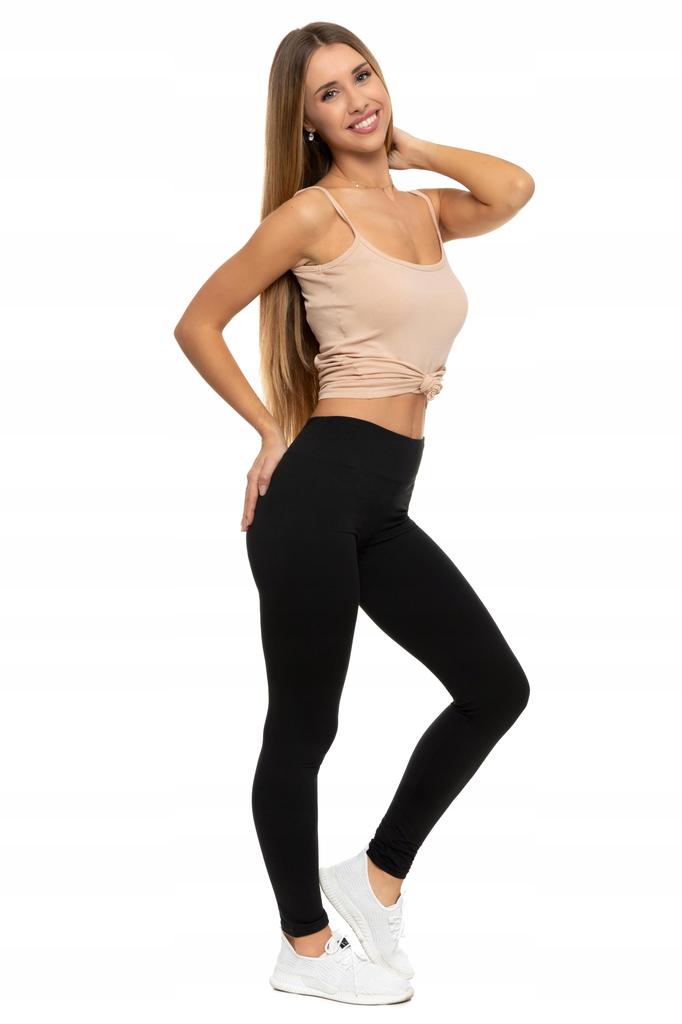 Legginsy damskie czarne z wysokim stanem kryjące getry klasyczne moraj  s/m