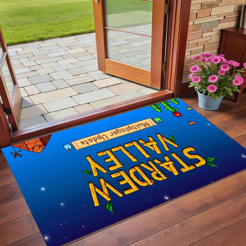 Anti‑Slip Crystal Velvet Floor Rug, Stardew Valley Design Carpet for Indoor Living Bedroom Home Decoration