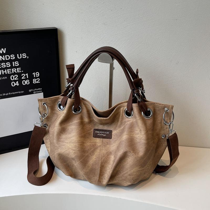 Vintage tote bag ladies commuter handbag lazy wind large capacity tooling bag student class bag