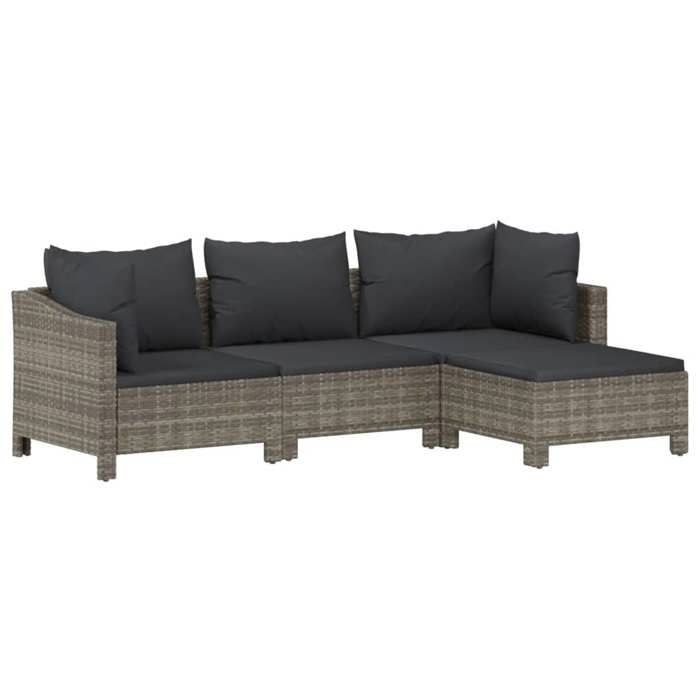 VidaXL Garden Lounge Set 4 Pcs with Cushions Grey Wicker, Garden Lounge, Outdoor Lounge Set, Set of 362687