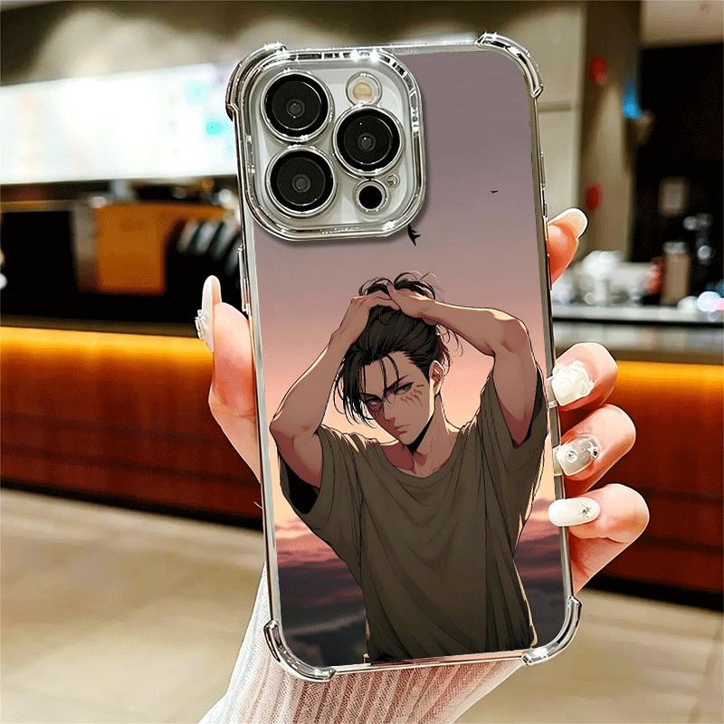 A-Attack On T-Titan Eren Yeager Plating Phone Case For Iphone 16 17 Pro Max Air 16E 14 15 Plus 12 13 Mini Anti-Fall Airabag Cove