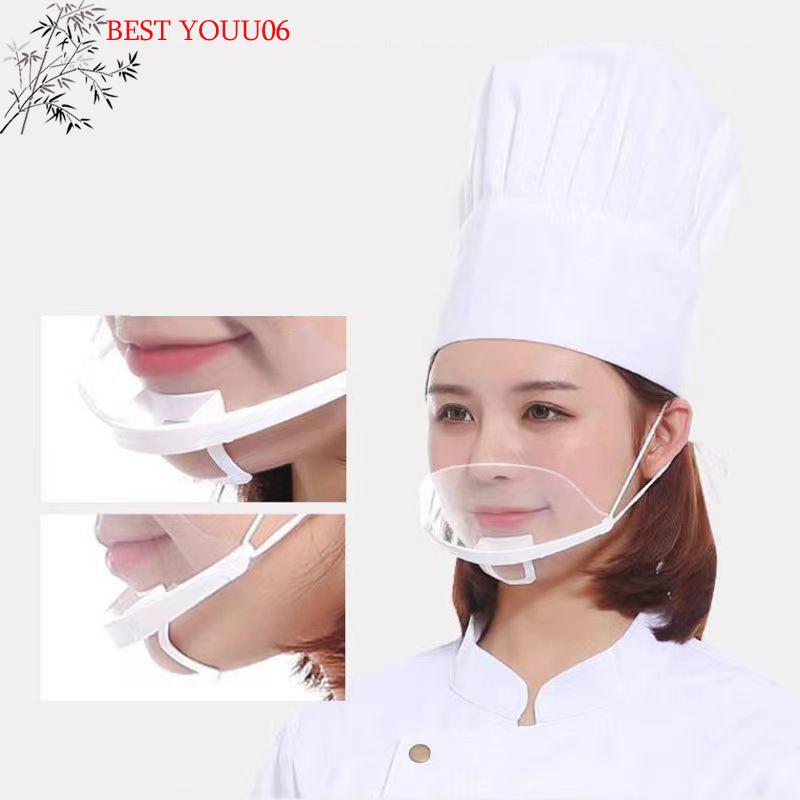 (YOUU06)20 PEZZI Maschera Trasparente in Plastica per Catering Hotel Bellezza Chef Cameriere Maschera Protettiva Riutilizzabile Visibile Anti-Schizzo