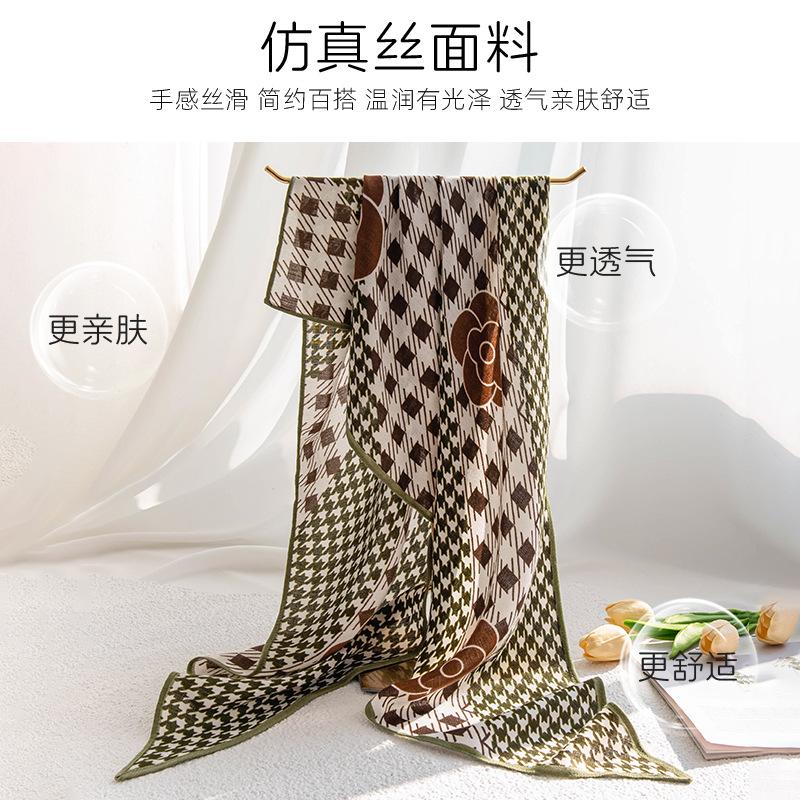 

Qiandongge printed silk scarf camellia outer triangle scarf headscarf scarf accessories scarf small shawl H60*160cm