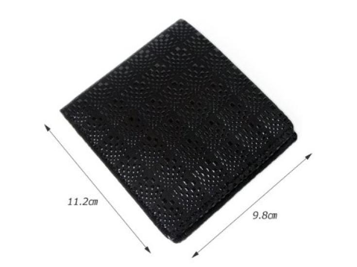 Inden bifold wallet 2003 bill compartment C black deerskin x black lacquer unusual checkered pattern [Indenya]