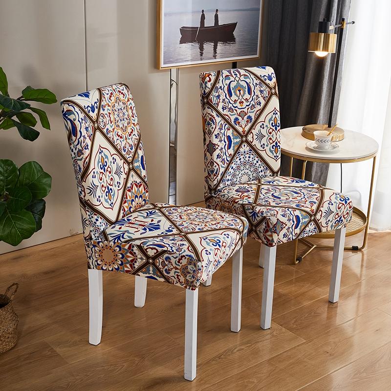 Printed Chair Covers Adjustable Dining Chair Cover Big Elastic Chairs Protector Kitchen Wedding Desk Stretch Modern Geometric