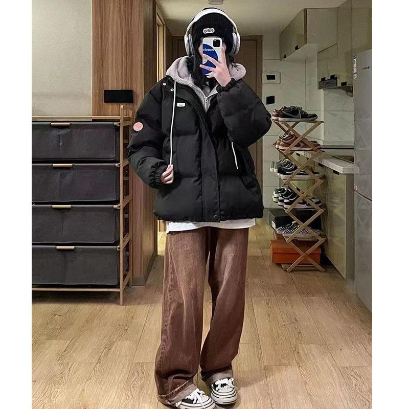 Down Cotton New Winter Thick Loose Student Cotton Jacket Hooded Two-piece Cotton Jacket for Women