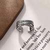 Korean Retro Distressed Cable Knit Open Ring - Women's Elegant Versatile Jewelry
