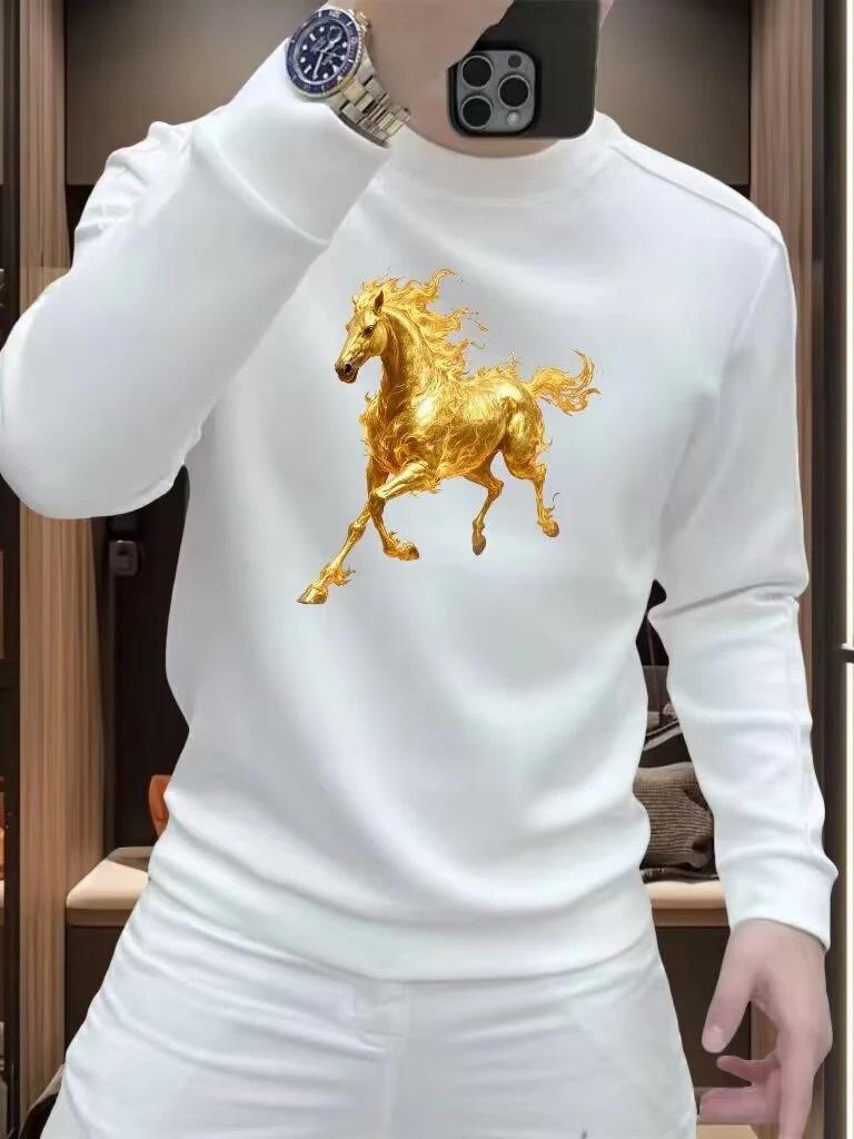 2026 Year of the Horse Red Hoodie - Men's Festive Zodiac Slim Fit Casual Top