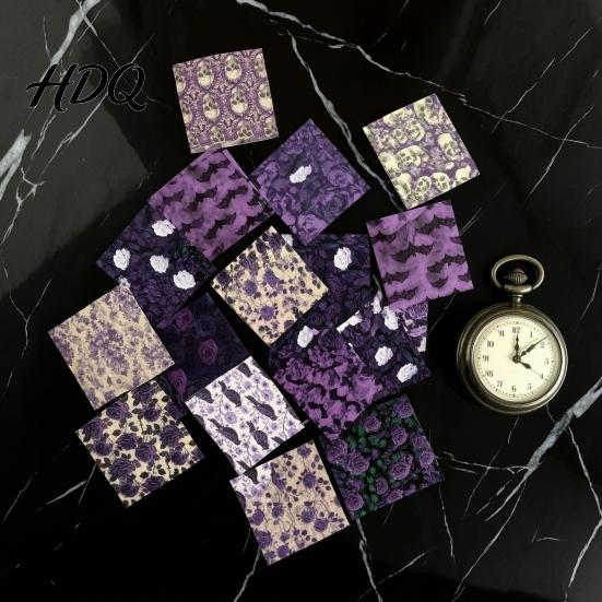 No Burrs Cutting Paper 12 Sheets Purple Gothic Halloween Scrapbook Paper, Double Sided Decorative Craft Pumpkin Ghost Bat for Card Making, Origami,