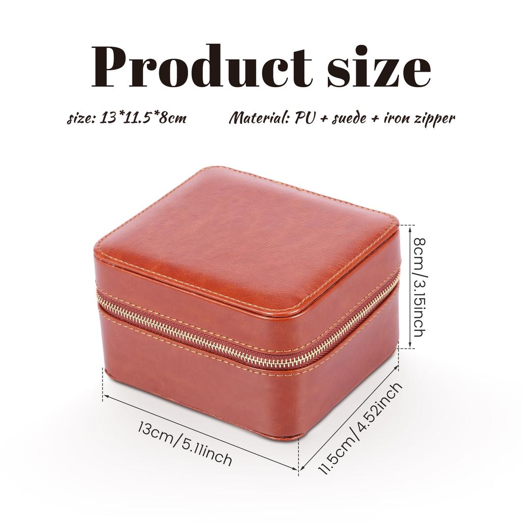 2-Schlitz Uhrenaufbewahrungsbox PU-Leder Uhren-Displaybox mit Wildleder-Innenfutter und Reißverschluss Tragbare Reise-Uhren-Organizer-Box