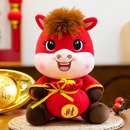 2026 Year of The Horse Stuffed Animal Plush Toy Chinese New Year Zodiac Horse Doll God of Wealth Peace Mascot Doll