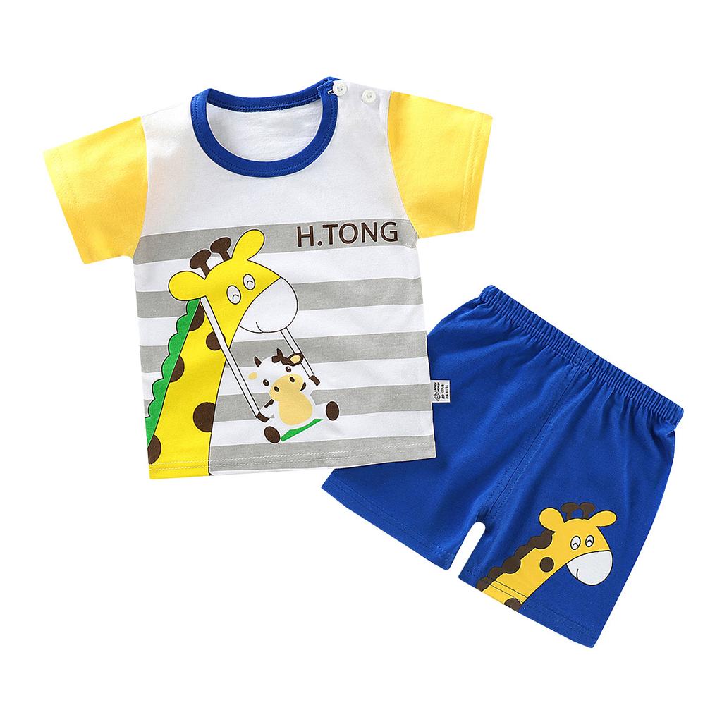 Children's Short-sleeved Suit Pure Cotton Girls Summer Clothes Boys T-shirt Baby Baby Clothes
