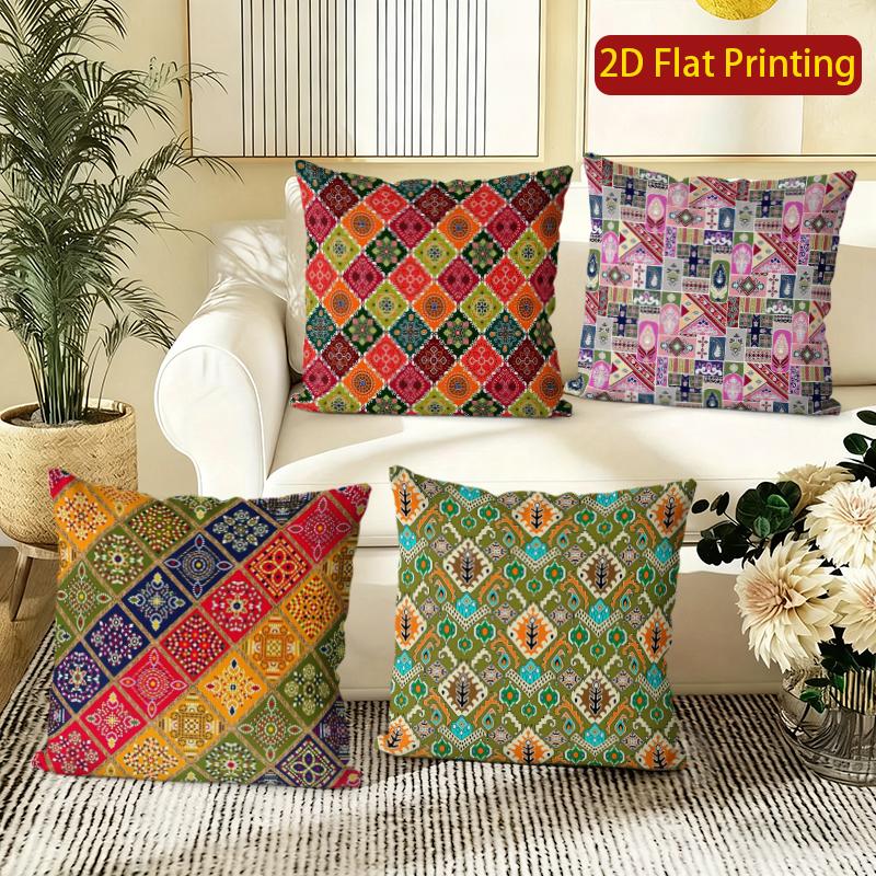 Bohemian Geometric Ethnic Throw Pillow Covers Pattern Cushion Cover Suitable For Sofa Bedroom Car Pillow Cover