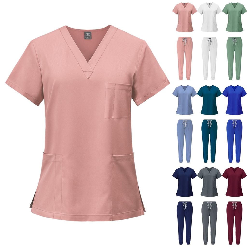Pink Clinical Uniform Woman Pharmacy Workwear Nurse Uniform Hospital Doctor Oral Dental Surgery Uniforms Medical Scrubs Sets