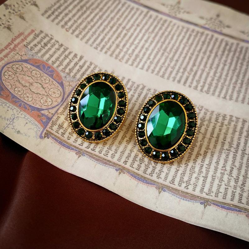 Classic Middle Design Women Girls Palace Luxury Crystal Necklace Earrings Vintage Lady Gorgeous Chains Choker Jewelry Gift