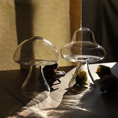 Svampformad Glasvas Hydroponisk Växtvas Kreativt Glashantverk Vardagsrum Glasvas Växt Blomdekor för Hemmet