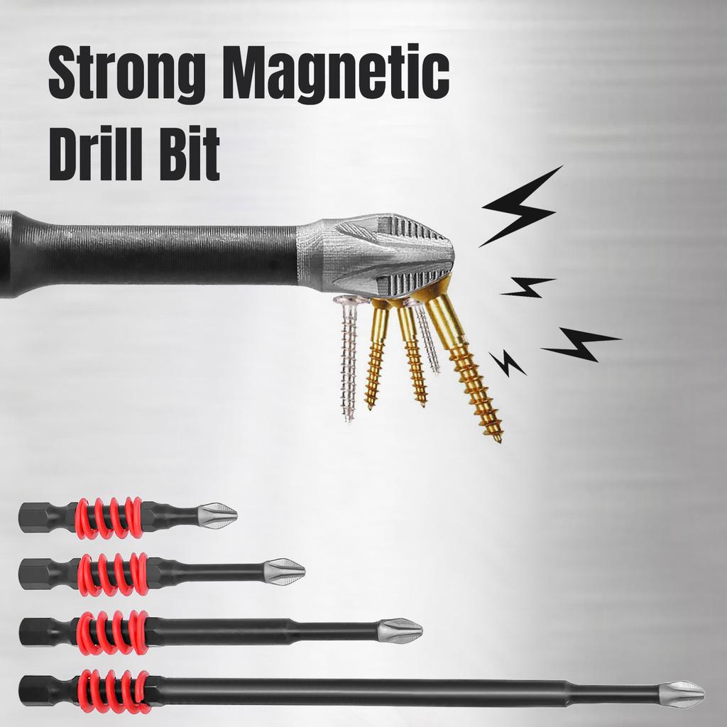 2Pcs 65/70/90/150mm Spring Magnetic Screwdriver Bits Hex Shank Phillips Anti-Slip Spring-Loaded Quick-Release Screwdriver Bit