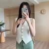 French Temperament V-Neck Single Breasted Sleeveless Slim Knitted Vest For Women