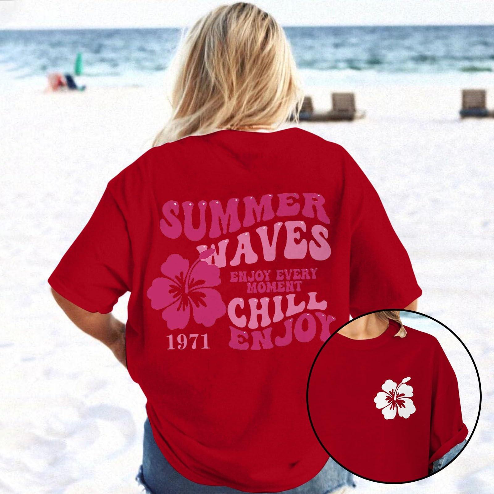 

Women s Fashion Casual Retro Round Neck Short Sleeve Printed T-Shirt Top XL червоний