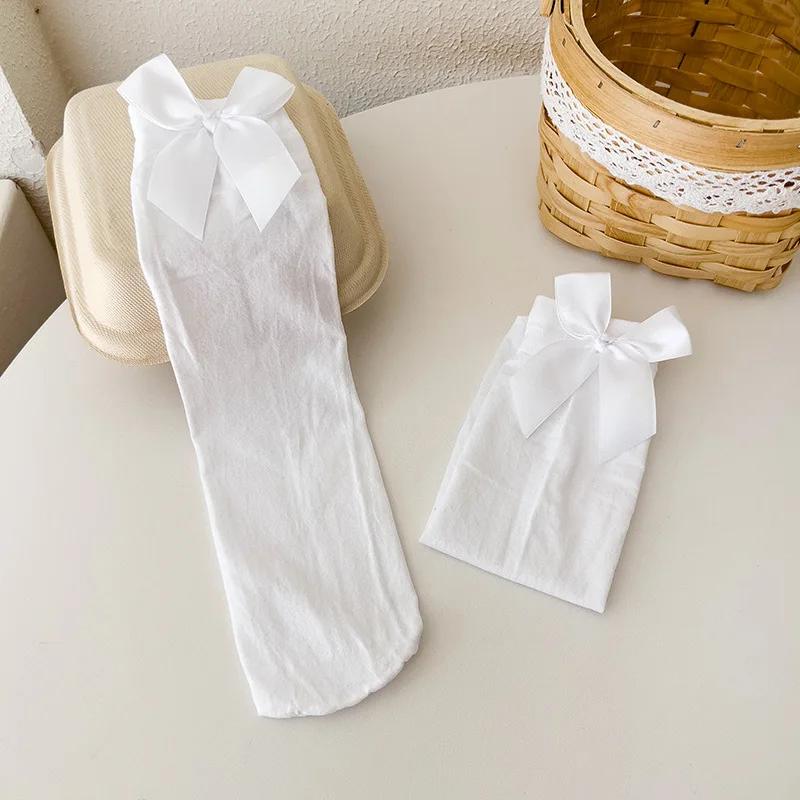 1 Girls' Bow Socks Spring/Summer Thin Velvet Stacked Socks Korean Version Lolita Baby Princess Calf Socks