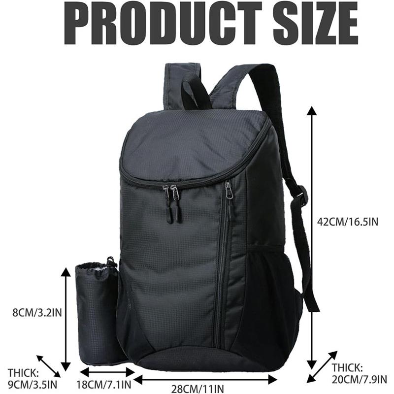 

Складной рюкзак, легкий водонепроницаемый небольшой рюкзак для пеших прогулок, кемпинга, езды на велосипеде, скалолазания чёрный