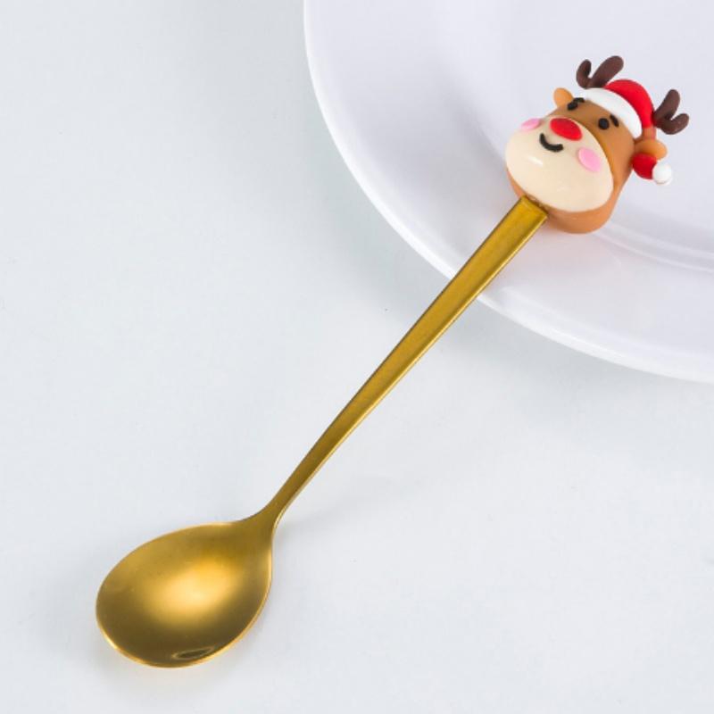 

Рождественская ложка Санта-Клауса, рождественская елочная ложка для счастливого Нового года, рождественская вечеринка, декор, подарки, десерт, кофе, чайная ложка, столовая посуда