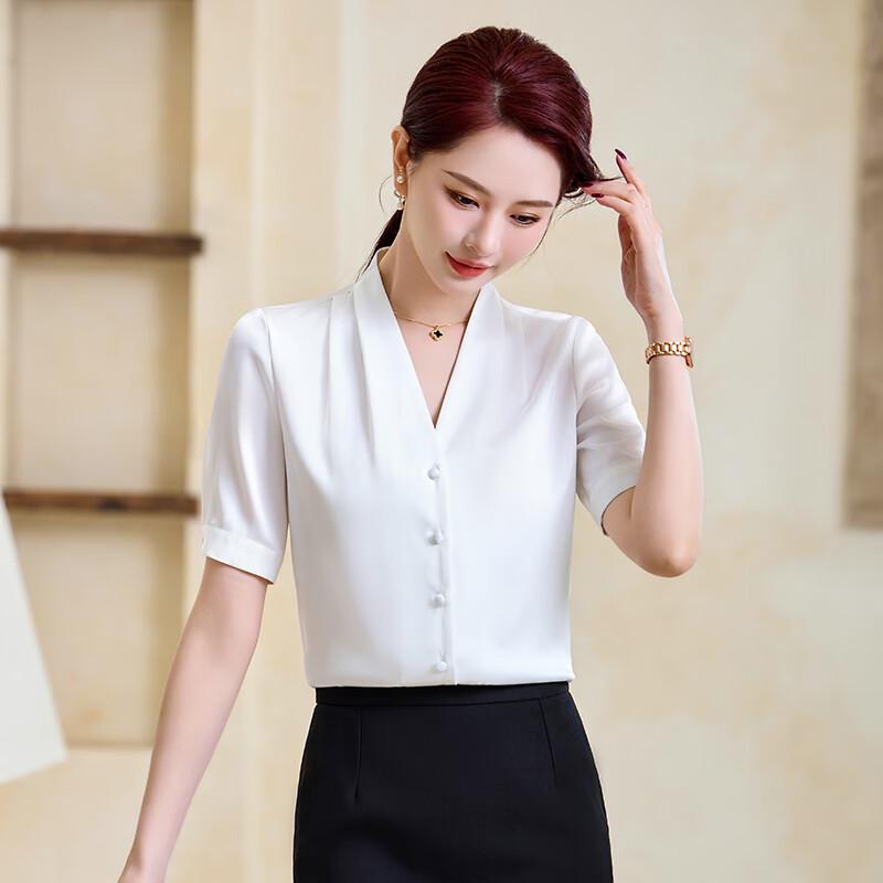 Women's V-Neck Chiffon Professional Blouse