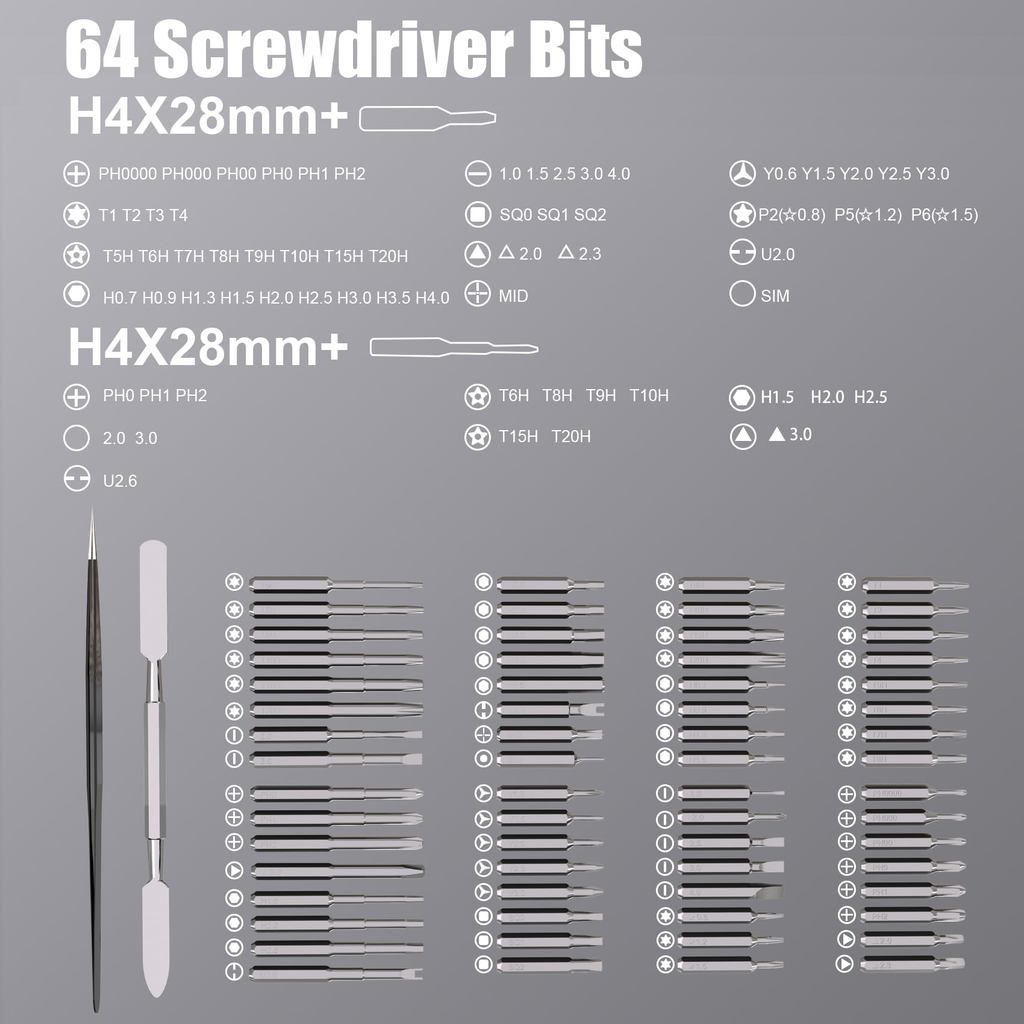 68 in 1 Mini Precision Electric Screwdriver Set 64 Magnetic Screwdriver Drill Bits 5 Torque Settings Power Repair Tool Kit