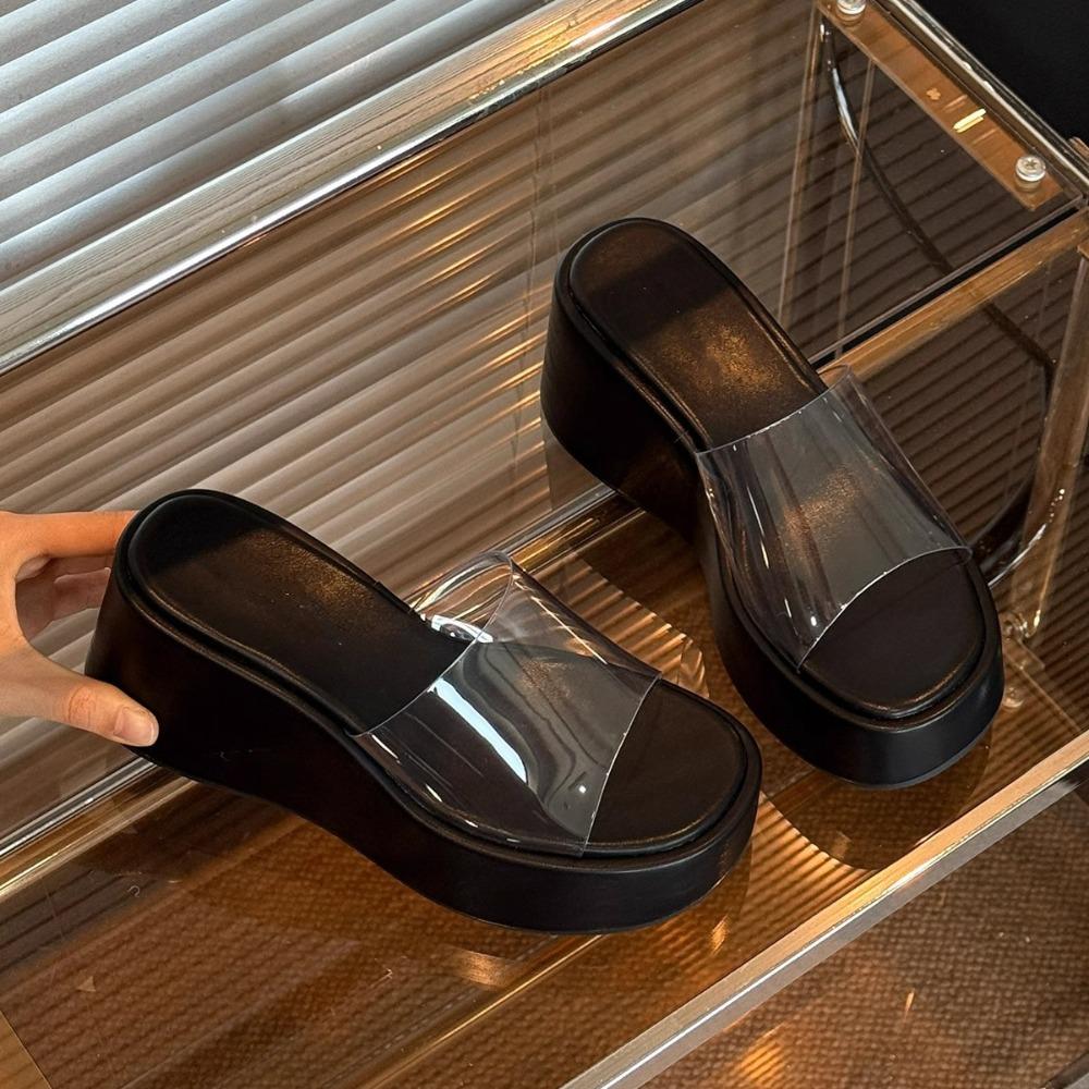 Cuñas de Plataforma Mules Transparentes Sandalias de Verano EVA Sandalias para Mujer Zapatos Cómodos de Moda