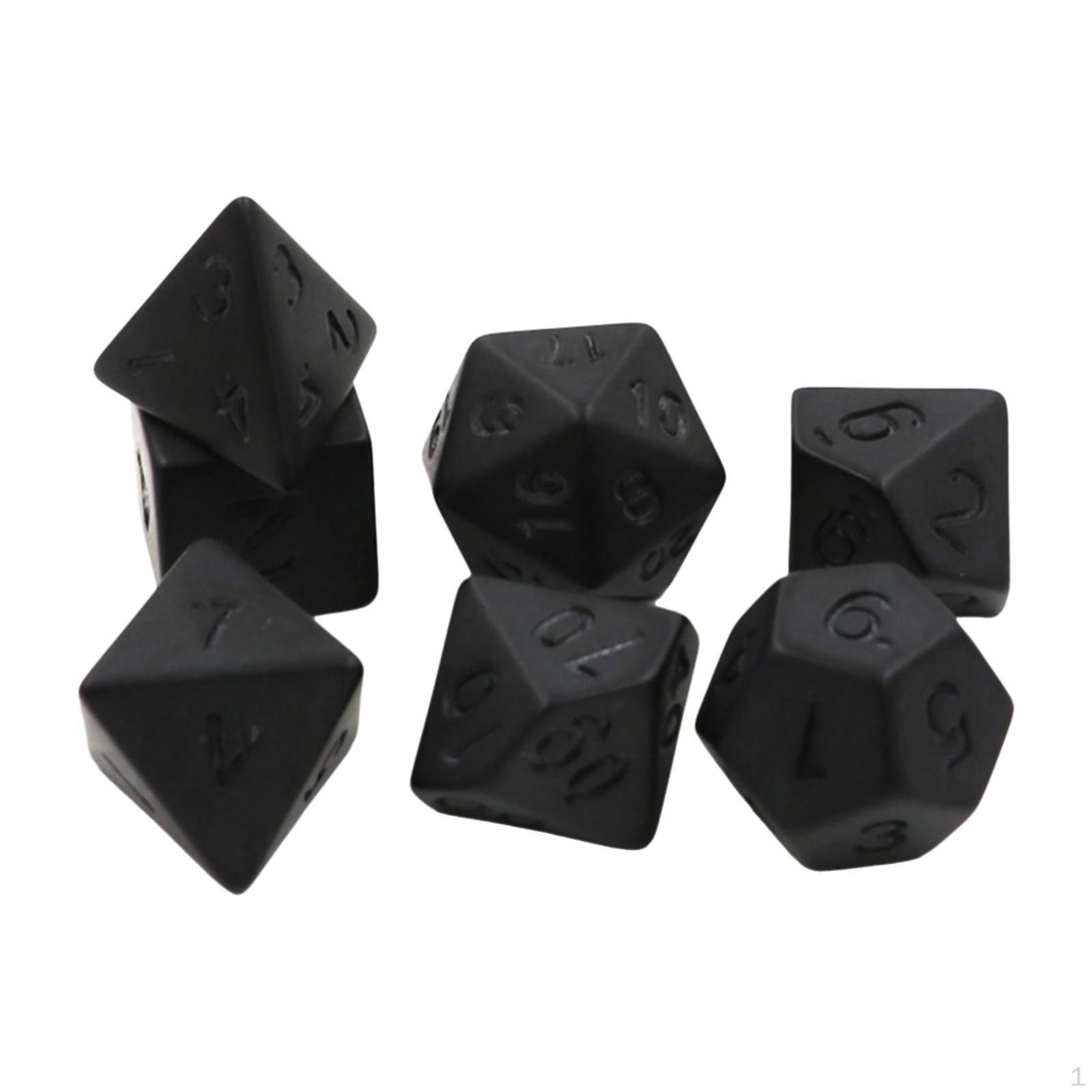 7 Pieces Polyhedral Dice Black Dices for Board Game Entertainment