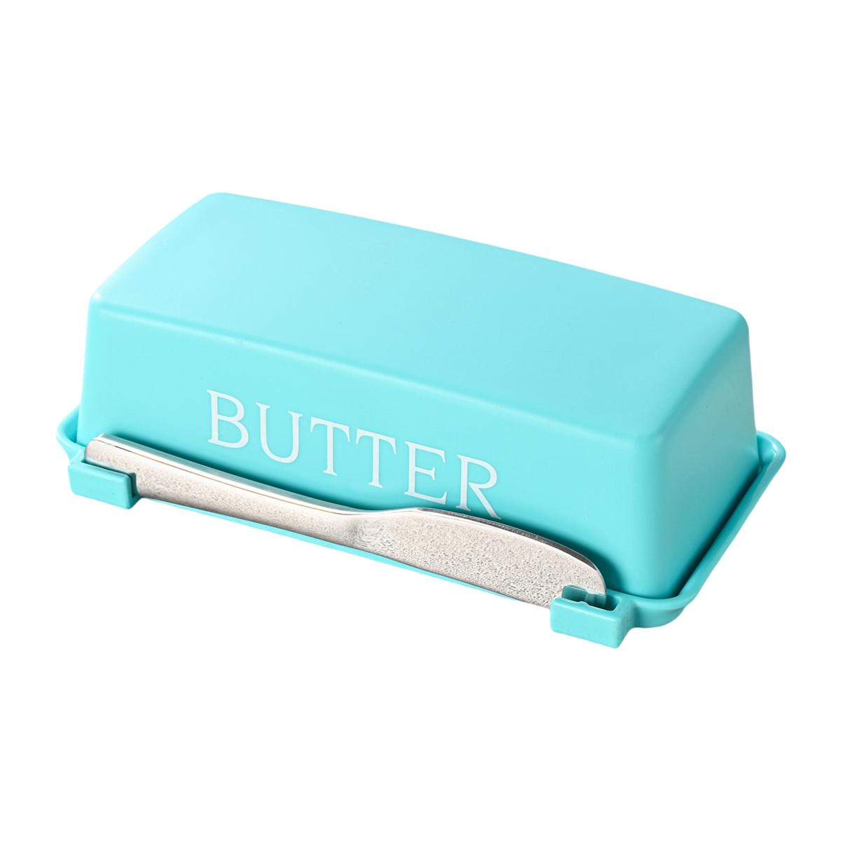 

Dining Accessory Butter Box Hassle-free Maintenance Innovative Edge Design Large Capacity Butter Dish With Spatula Dark Green светло-синий