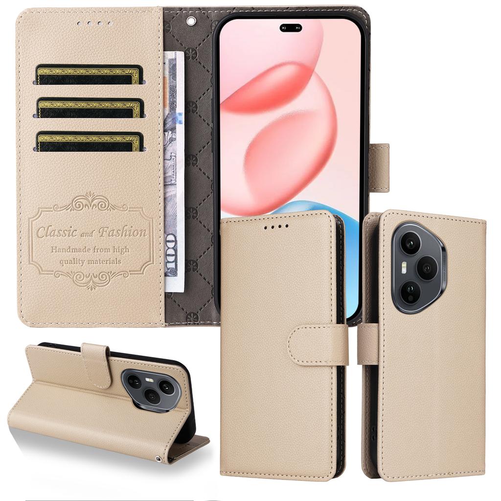 For Honor 400 Pro 5G (Global) Case RFID Blocking 3 Card Slots PU Leather Phone Cover with Wrist Strap