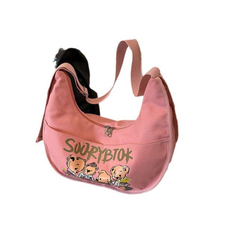 2024 Neue Japanische Cartoon Canvas Umhängetasche - Großes Fassungsvermögen, Vielseitiger Knödel-Stil für Studentinnen